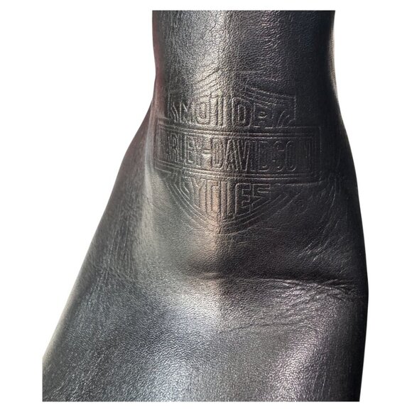 Harley Davidson Women’s Sandals Sz 7 Black Leather Open Toe Slide‎ Wedge - Picture 3 of 10